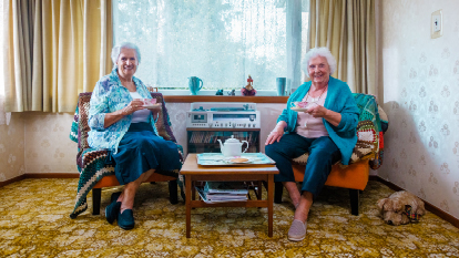 Grannies enjoying a cuppa